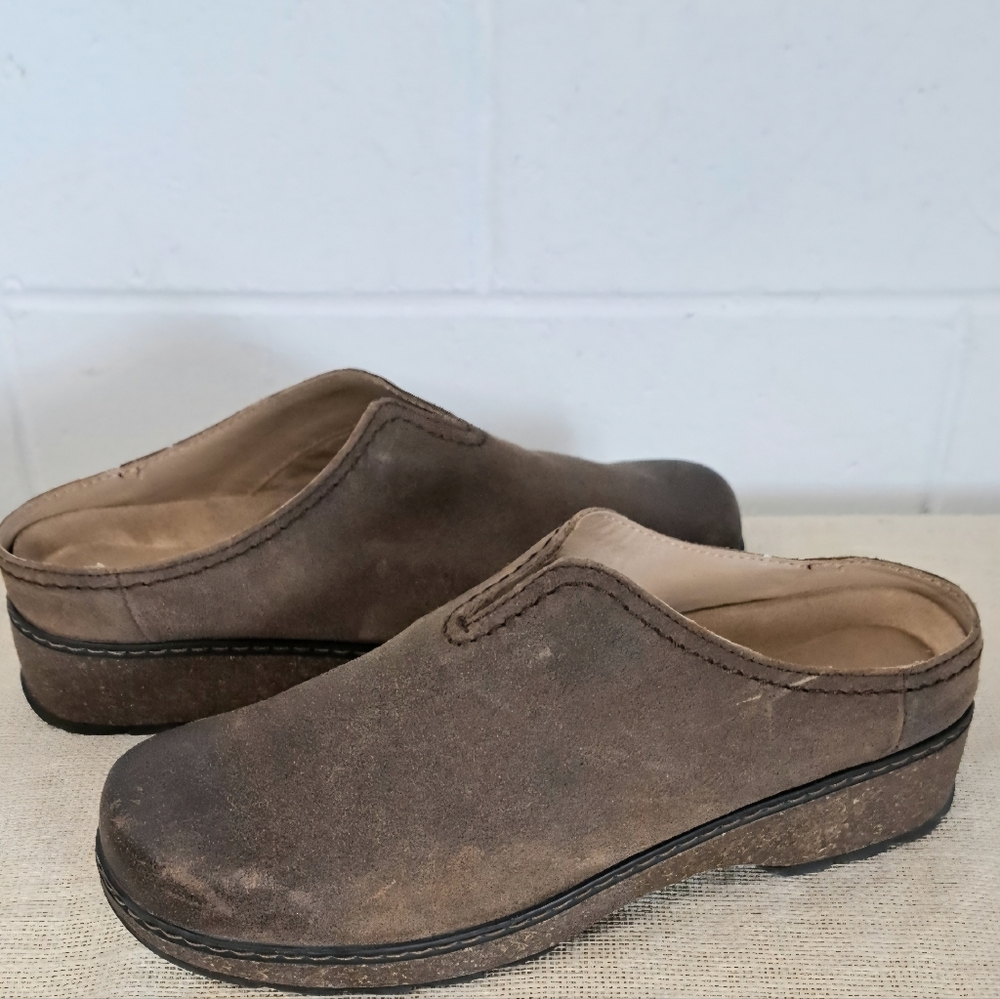 Earth Kolia Brown Leather Round Toe Slip-on Casual Clogs Sz8.5